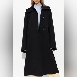 JIL SANDER Women's Single Breasted 100% Wool Hooded Coat DE 42 US 12 Org $2,749